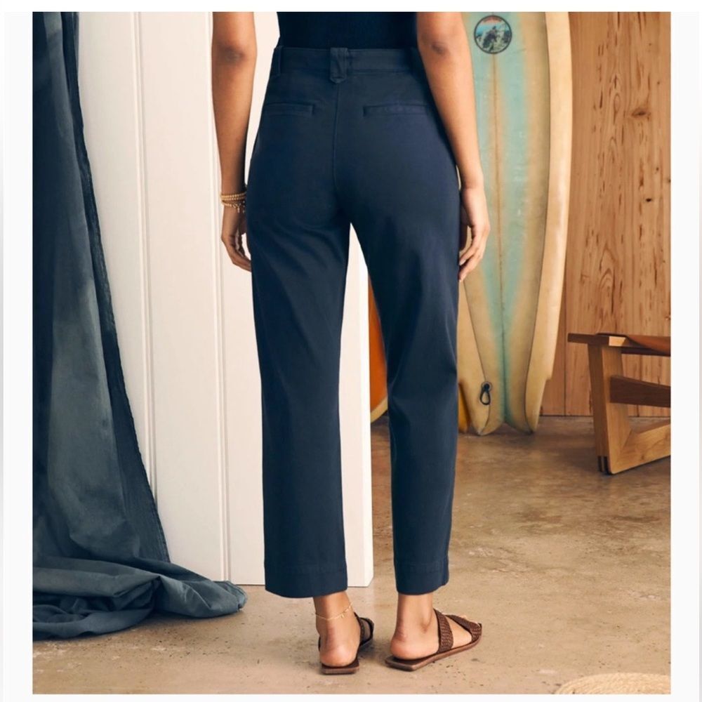 Faherty Coastline Ankle Organic Cotton Blend Chino Pants  in Navy Blue Size 4 - Picture 5 of 10